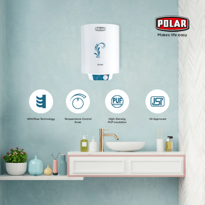 Polar Water Heater Gush Metal Glass Lined 25 Ltr 7Years Inner Tank & 2Years Product