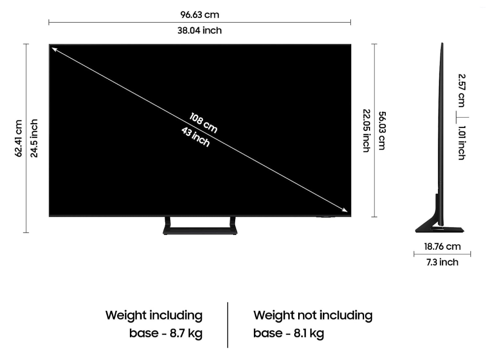 Samsung 43 Inches Crystal UHD 4K Smart TV with Dynamic Crystal Color, 4K Upscaling & Motion Xcelerator UA43BU8570ULXL