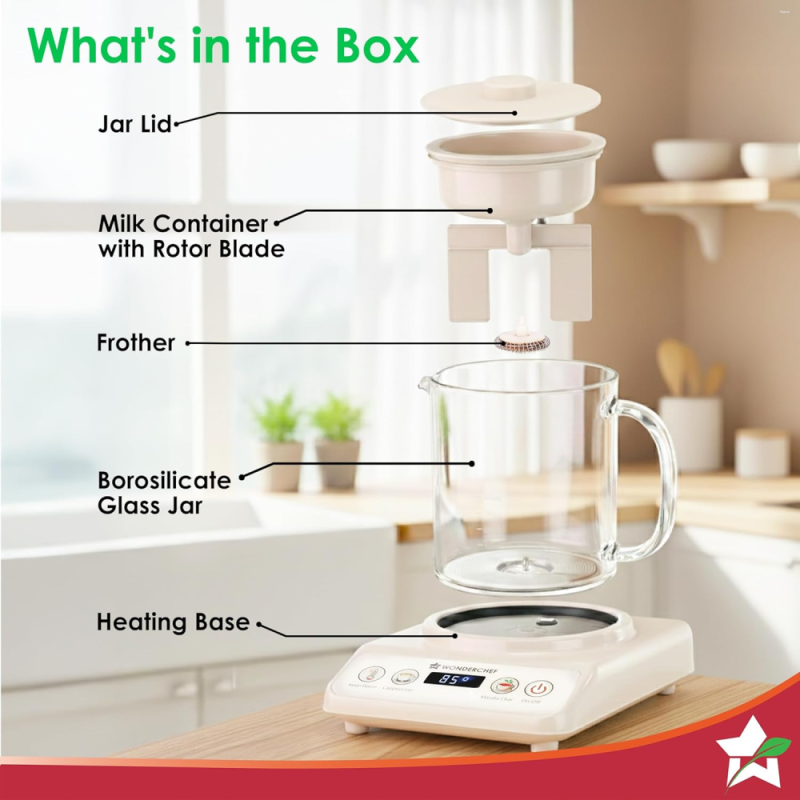 Wonderchef Chai Magic 600W 500ml Automatic Tea & Cappuccino Maker, 4 Modes, Automatic Milk Dispensing & Self-Cleaning