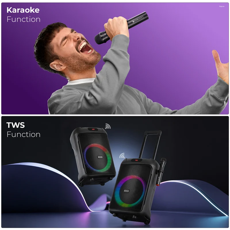 Zebronics ZEB-Thump 111 72W RMS Trolley DJ Speaker with Wireless Mic, Bluetooth 5.3, Karaoke, TWS, USB, mSD, AUX, FM & Rechargeable Battery