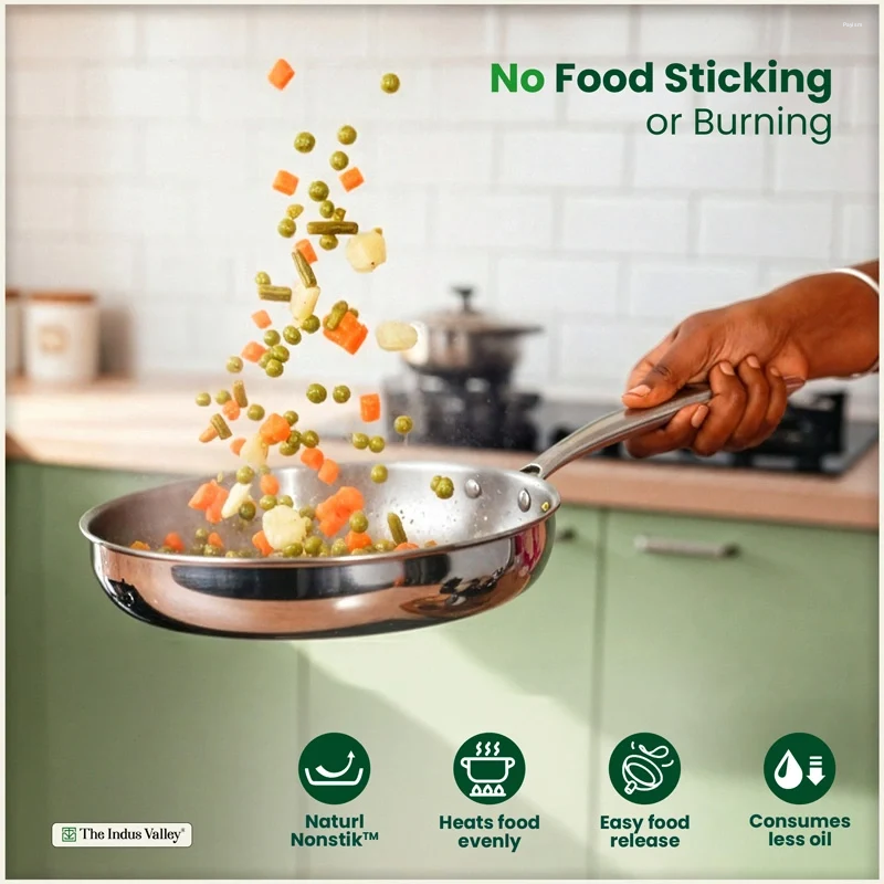 The Indus Valley 22cm Frypan Tri-Ply Stainless Steel KC-TP-FP-001