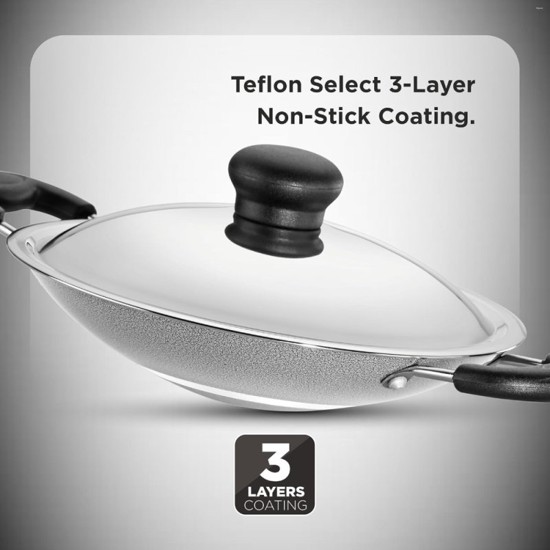 Butterfly Raga 200 mm Aluminium Non-Stick Appachatty with Shallow Stainless Steel Lid, 3-Layer Teflon Select Coating