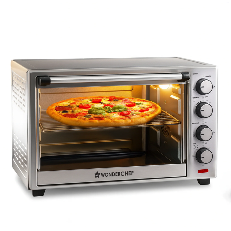 Wonderchef OTG SS 60L 2000W Oven Toaster Griller, Rotisserie, Convection, 6-Stage Heat Selection & 250°C