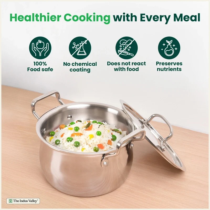 The Indus Valley 16cm Casserole Tri-Ply Stainless Steel KC-TP-HA-001