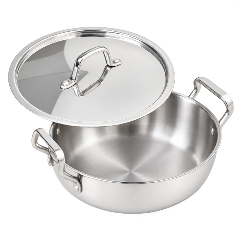 The Indus Valley 24cm Uruli Tri-Ply Stainless Steel, SS Lid KC-TP-UR-003