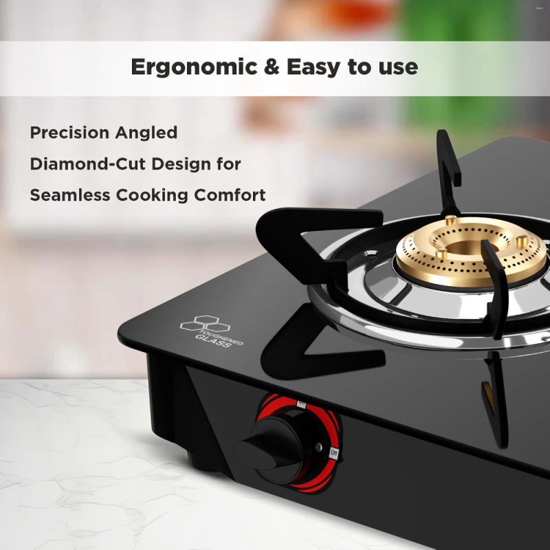 Butterfly Trio 3B 3 Burner Glass Top Gas Stove with Brass Burners, Toughened Glass & ABS Knobs