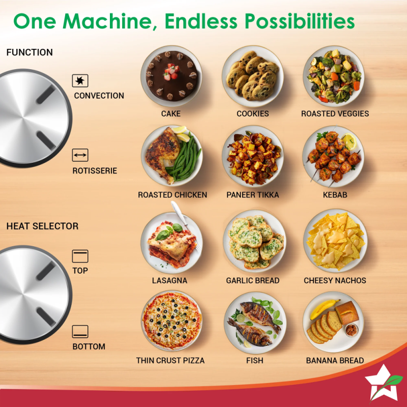 Wonderchef OTG SS 60L 2000W Oven Toaster Griller, Rotisserie, Convection, 6-Stage Heat Selection & 250°C
