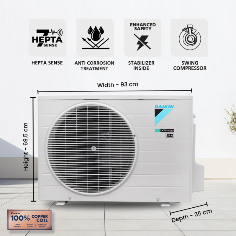 Daikin 1.4 Ton 3 Star Inverter Split AC Standard Series FTKC48XV16