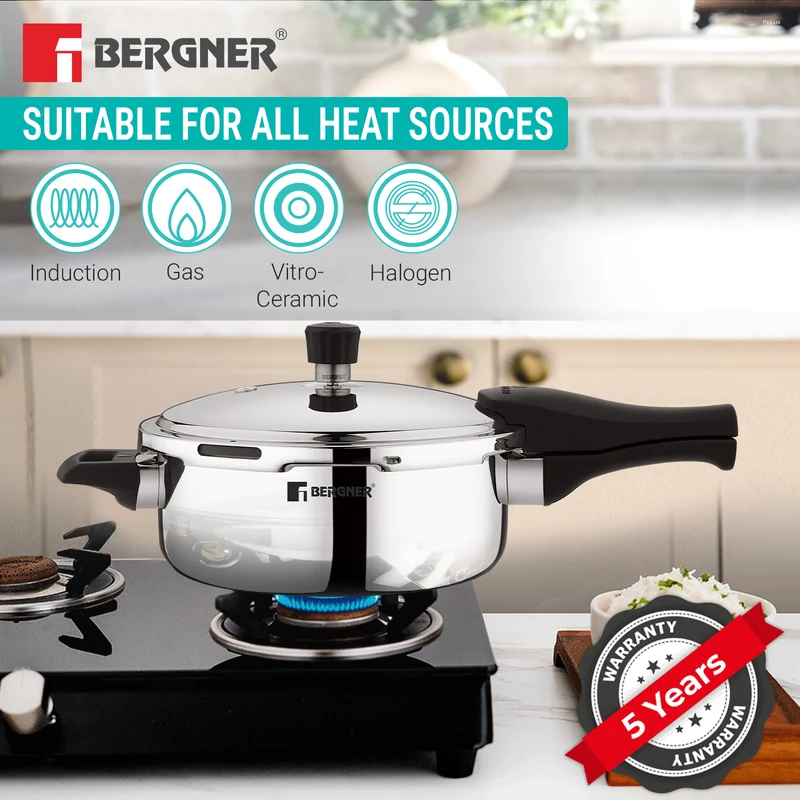 Bergner Tri-Max Tri-ply Pressure Pan 3.5L Tri-Ply Stainless Steel, Induction Ready BGIN-7867