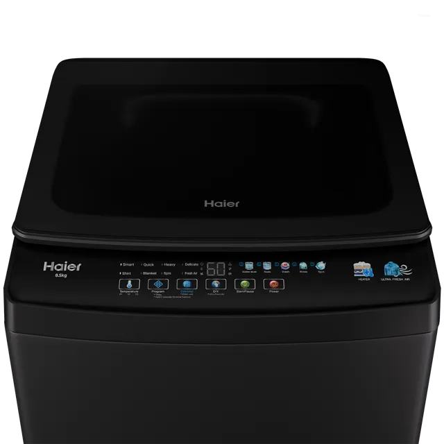Haier 8.5 Kg 5 Star Fully Automatic Top Load Washing Machine with In-Built Heater, Oceanus Wave Drum & Ultra Fresh Air HWM85-326BK