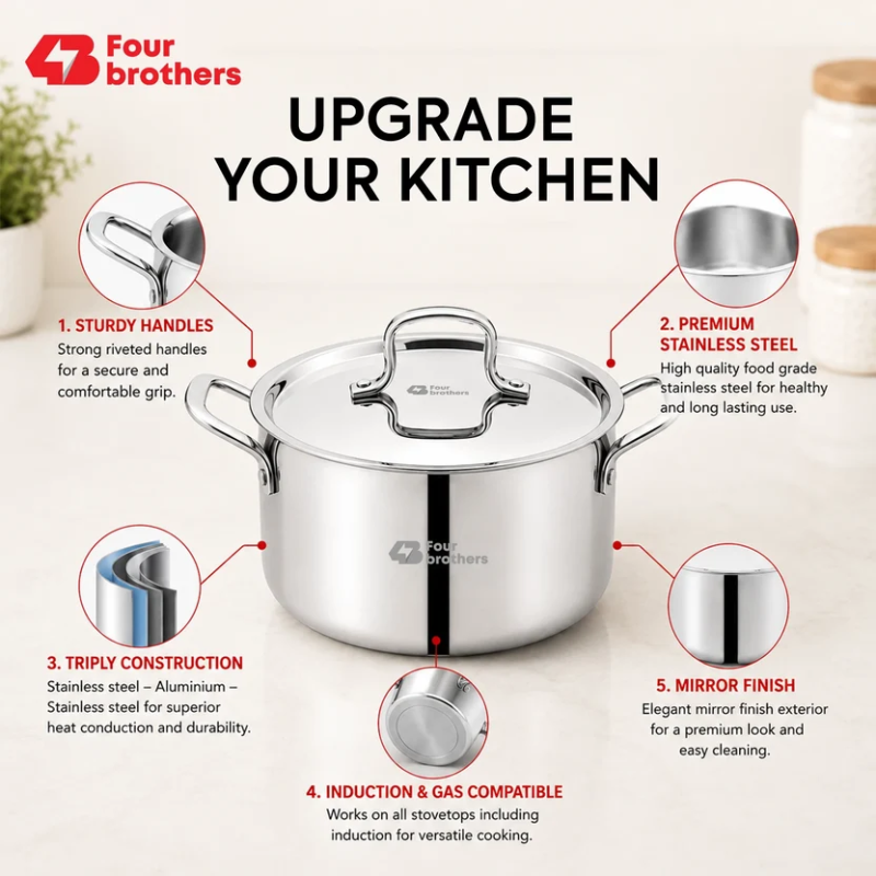Four Brothers Triply Stew Pot 24 cm / 4.5 L 4BTSP
