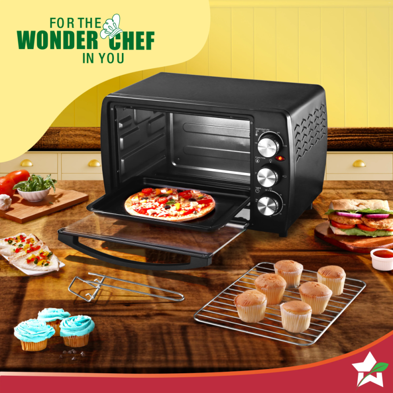 Wonderchef OTG 19L 1280W Oven Toaster Griller, Convection, Auto Shut-Off & 250°C Temperature Control