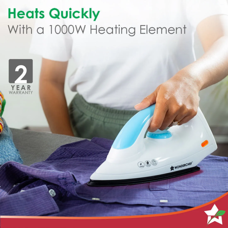 Wonderchef Crescent 1.5L 1350W Electric Kettle + Swift 1000W Dry Iron Combo, Stainless Steel Kettle, Non-Stick Soleplate