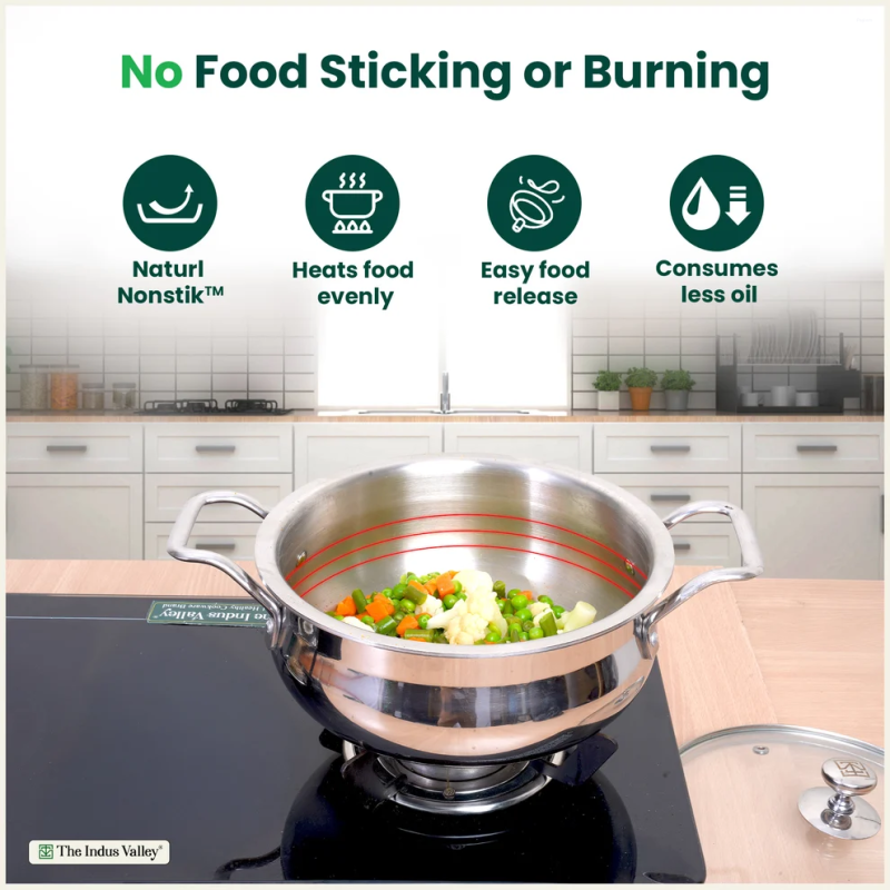 The Indus Valley 6L Stockpot Tri-Ply Stainless Steel, Glass Lid KC-TP-ST-014