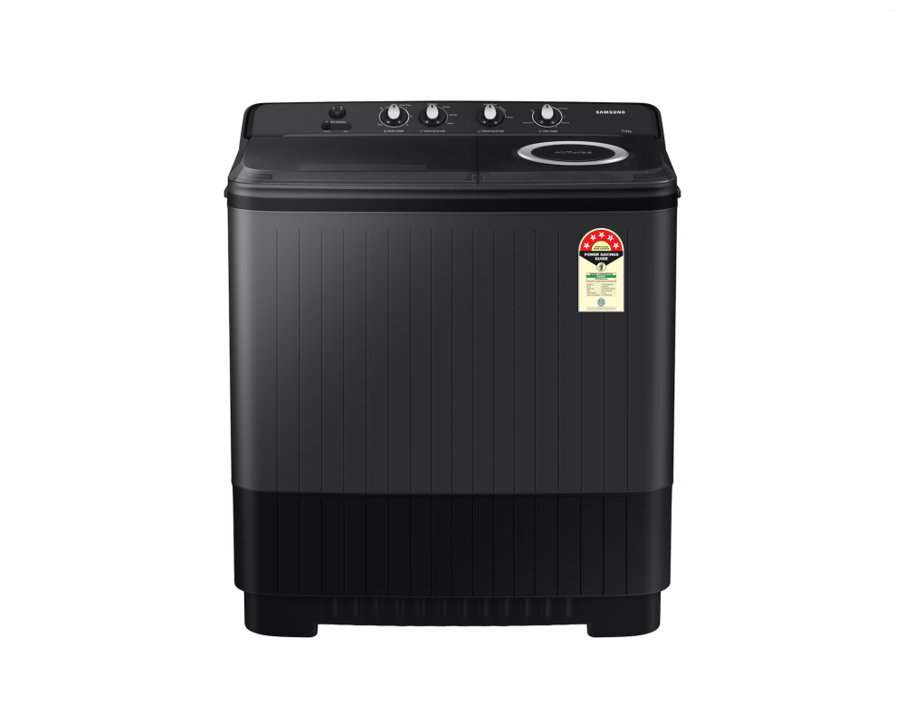 Samsung 9.5 kg Semi Automatic Washing Machine with Hexa Storm Pulsator, Dark Gray with Ebony Black Base (WT95A4260GD)