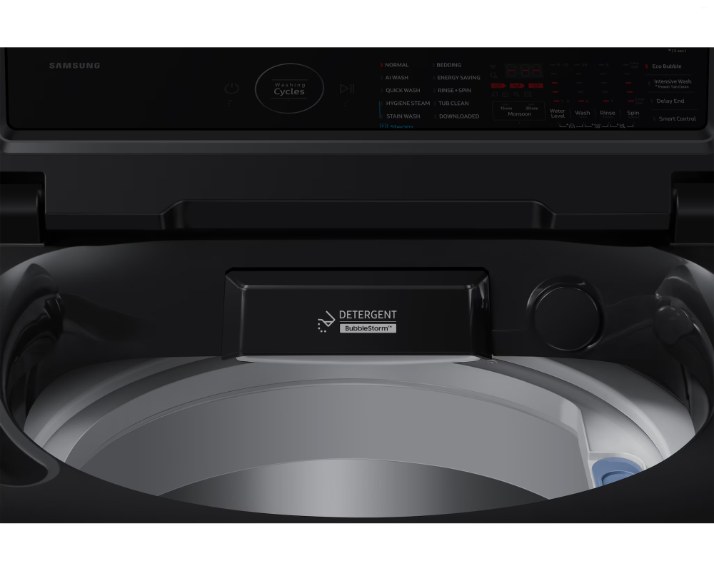 Samsung 8.0 kg Top Load Washing Machine with EcoBubble & Heater, Black Caviar (WA40F08H2B)