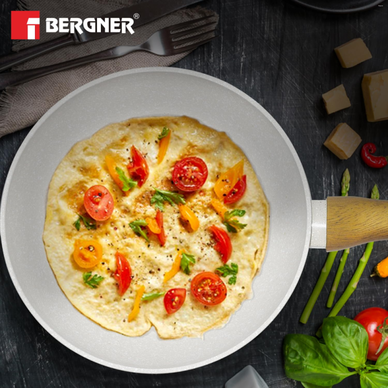 Bergner Naturally Frypan Ø28 x 5.4cm Forged Aluminium, Marble Non-Stick, Induction Ready BGD-30484-CR