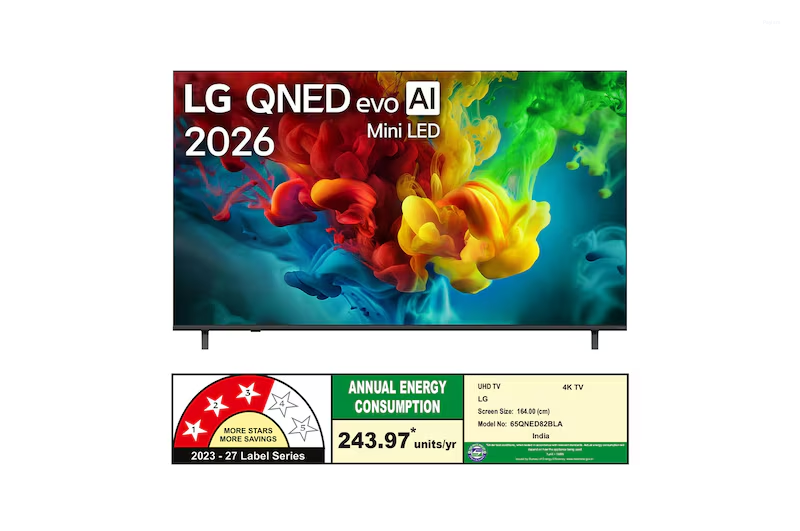 LG 65 Inches QNED evo AI 4K Ultra HD Mini LED Smart TV with α8 AI Processor Gen3, Dynamic QNED Color Pro & 144Hz VRR 65QNED82BLA