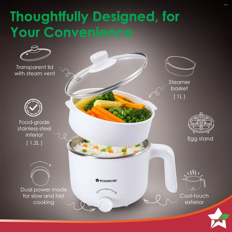 Wonderchef Luxe Multi-Cook Kettle 1.2L Multi-Cook Kettle