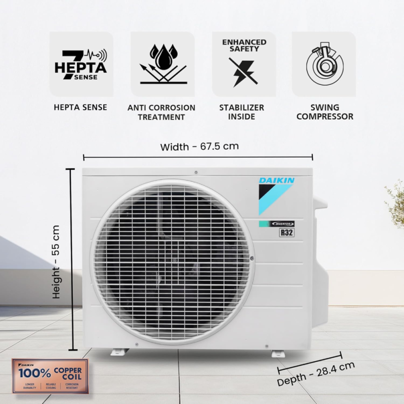 Daikin 1 Ton 5 Star Inverter Split AC Waizu Series JTKJ35XV16