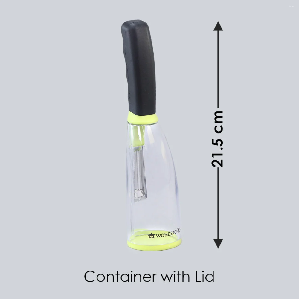 Wonderchef Smart Vegetable & Fruit Peeler with Container, Stainless Steel Blade, Ergonomic Grip & Peel Collector