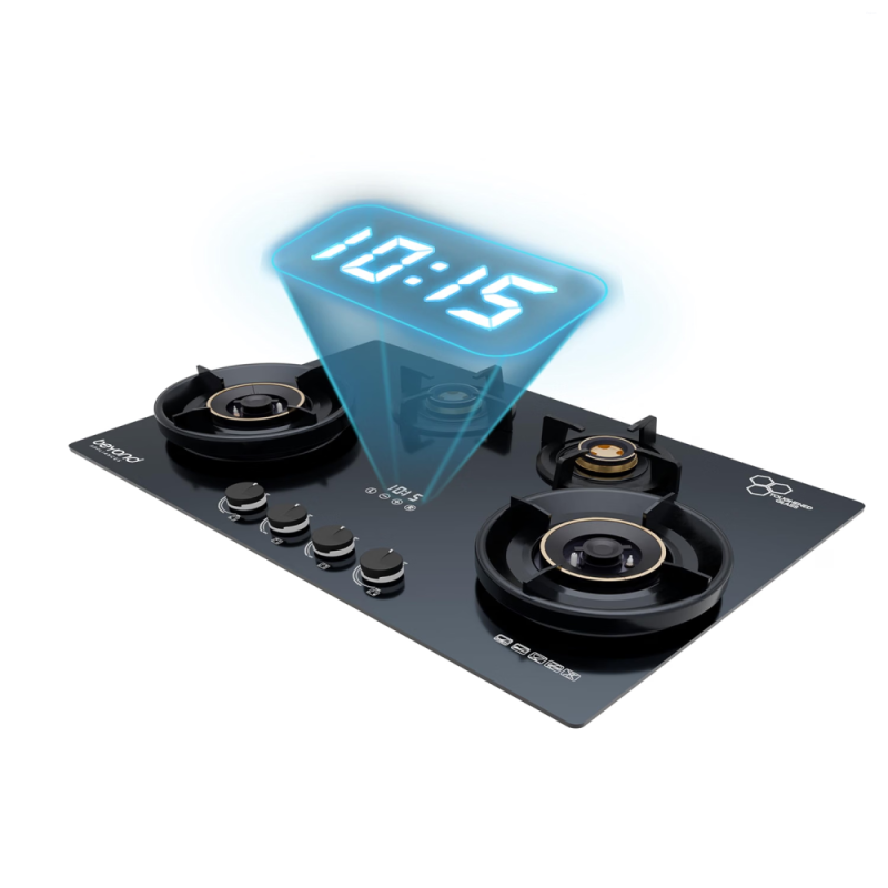 Beyond by BeyondNXT Zyra BAHO-ZR4BL-KE-003 4 Burner Gas Cooktop with Toughened Glass & Brass Burners