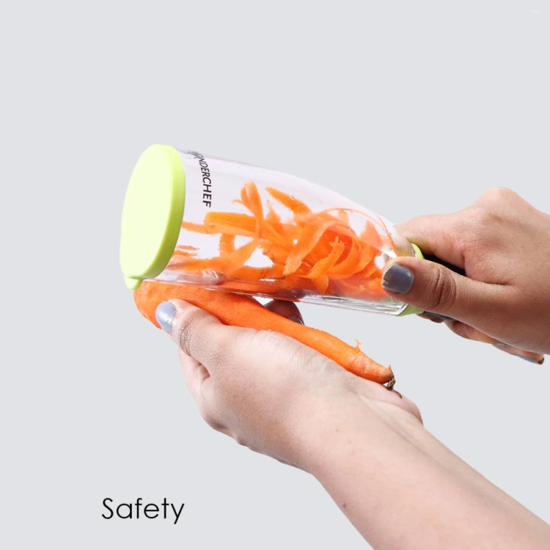 Wonderchef Smart Vegetable & Fruit Peeler with Container, Stainless Steel Blade, Ergonomic Grip & Peel Collector