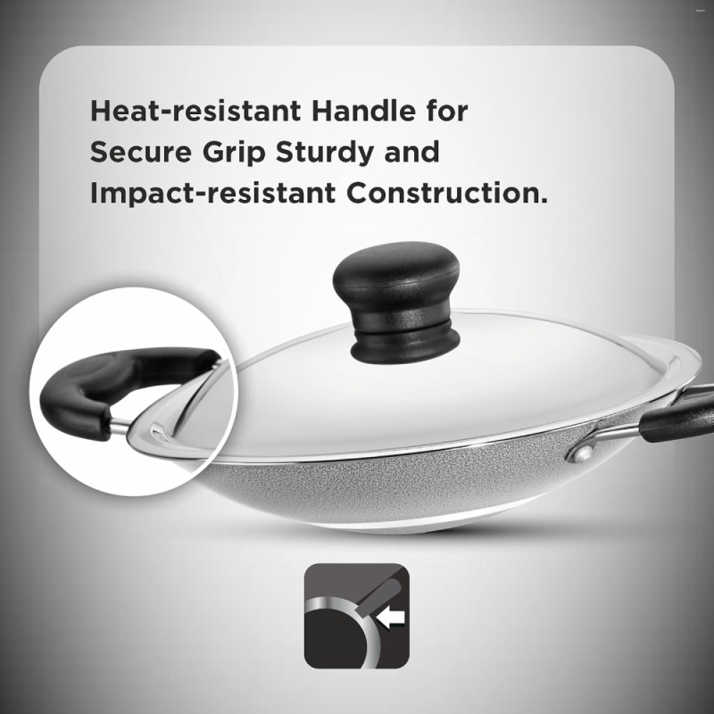 Butterfly Raga 200 mm Aluminium Non-Stick Appachatty with Shallow Stainless Steel Lid, 3-Layer Teflon Select Coating