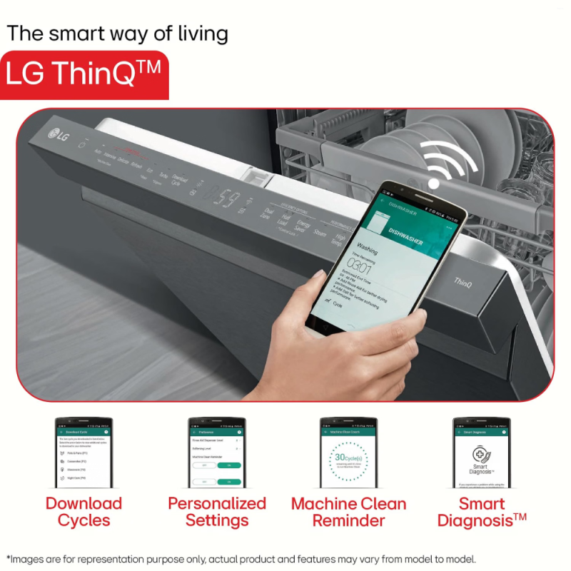 LG 15 Place Settings Freestanding Dishwasher with TrueSteam, QuadWash, Inverter Direct Drive, Wi-Fi & Auto Open Door, DFB435FV, Prime Silver + FREE Bajaj Majesty DX4 1000W Dry Iron