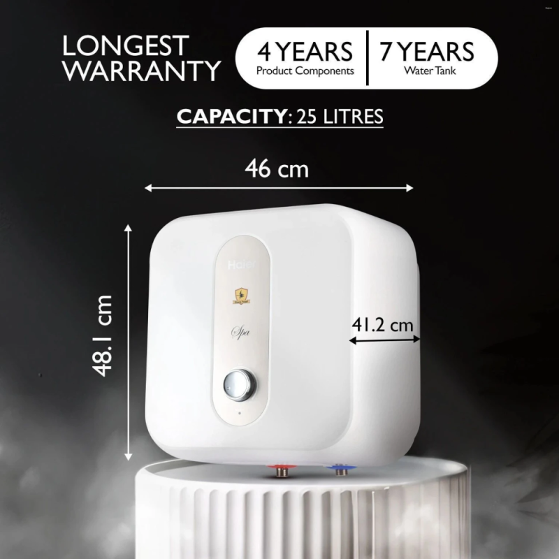 Haier 25 L 5 Star Storage Water Heater with Incoloy 800SS Heating Element, 8 Bar Pressure, Shock Proof & Dual Thermal Protection ES25V-S1W