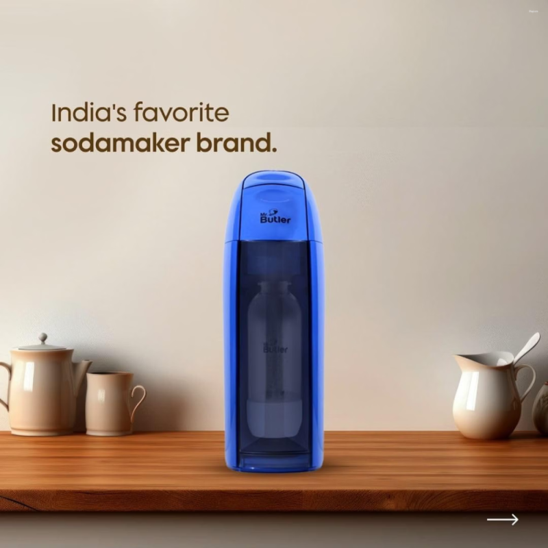 Mr. Butler Italia LION BLUE Soda Maker with PET Bottle & 270g CO₂ Cylinder