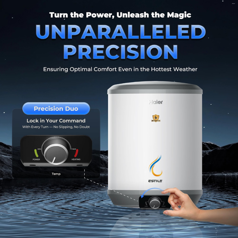 Haier 10 L 5 Star Cylindrical Water Heater with Incoloy 800 Heating Element, 8 Bar Pressure, Shock Proof & Dual Thermal Protection ES10V-ESTILE