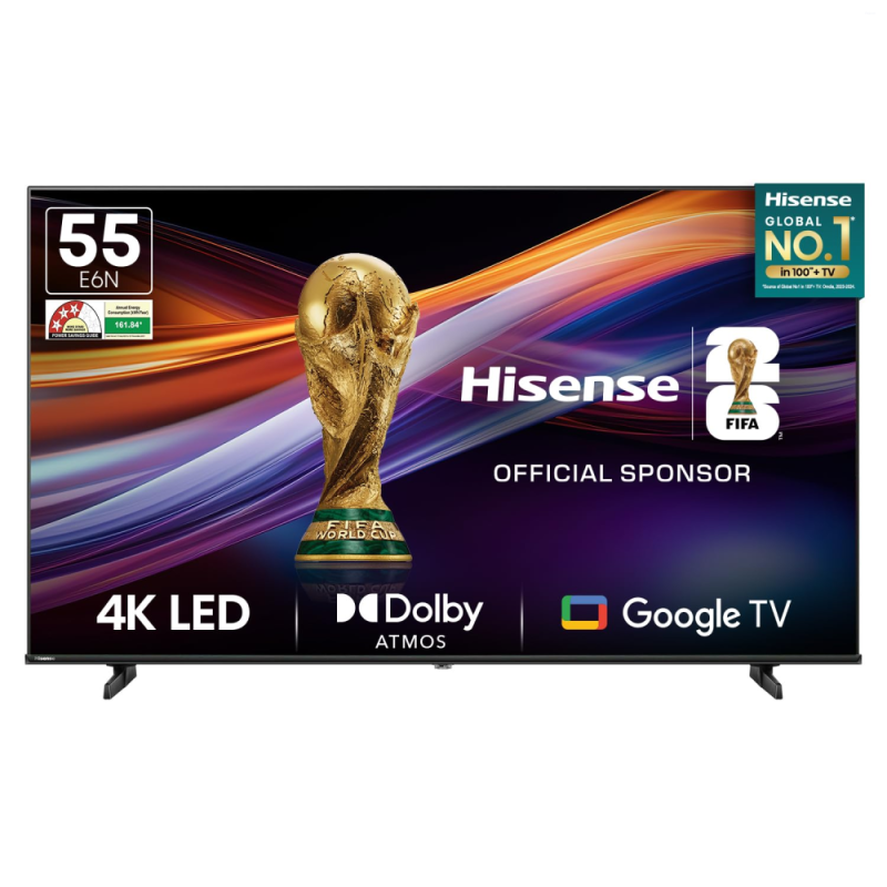 Hisense 55 Inch 4K Ultra HD Smart LED Google TV with Dolby Vision, MEMC, DTS Virtual:X & Bluetooth 5.3 (55E6N)