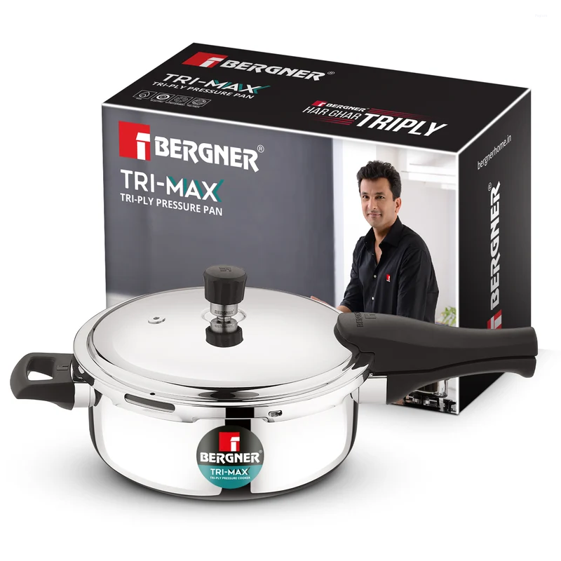 Bergner Tri-Max Tri-ply Pressure Pan 3.5L Tri-Ply Stainless Steel, Induction Ready BGIN-7867