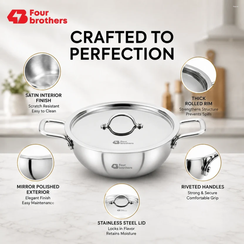 Four Brothers Triply Kadai 20 cm / 1.4 L 4BTPIK
