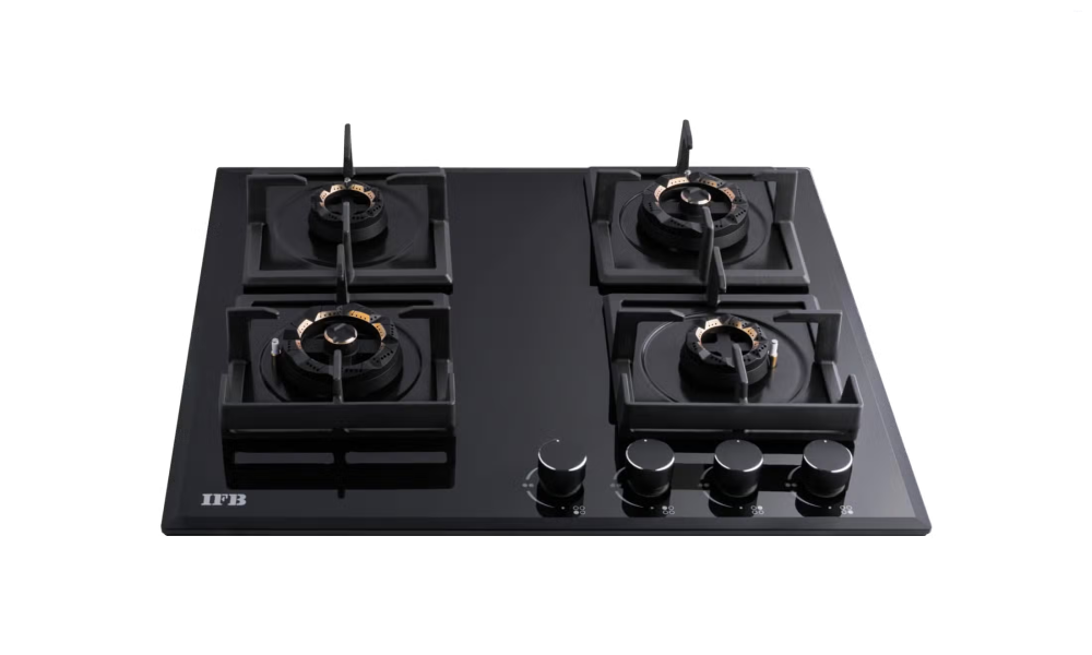 IFB 4 Burners Hybrid Hob with Bevelled Tempered Black Glass