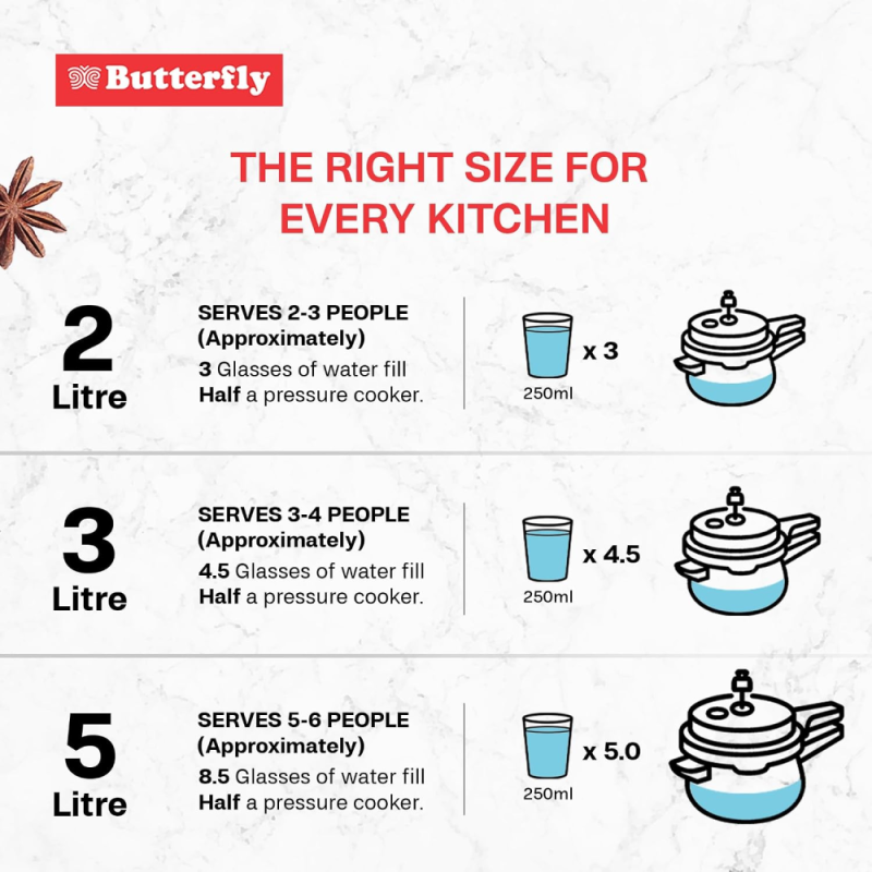 Butterfly Curve 3 Litre Stainless Steel Pressure Cooker with Outer Lid, Induction Base & Stay-Cool Handle