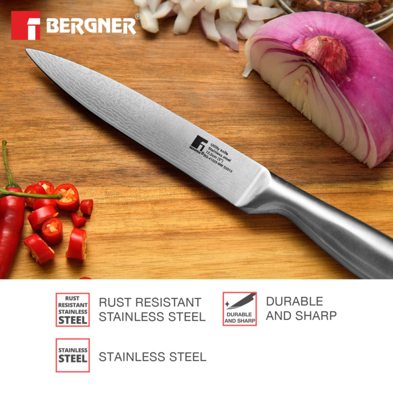 Bergner Argent Knife Utility Knife 12.5cm (5") Stainless Steel BG-41223-MM
