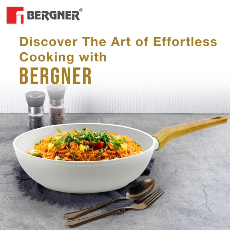 Bergner Naturally Wok Ø28 x 8cm Forged Aluminium, Marble Non-Stick, Induction Ready BGD-30491-CR