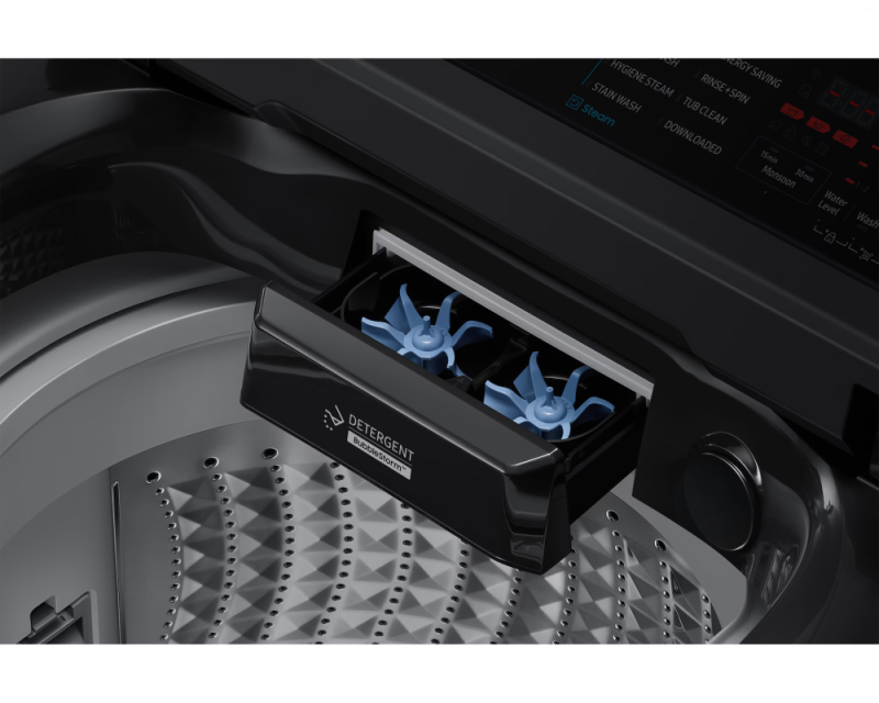 Samsung 8.0 kg Top Load Washing Machine with EcoBubble & Heater, Black Caviar (WA40F08H2B)
