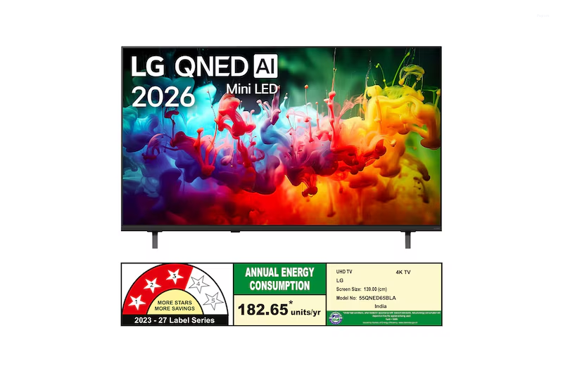 LG 55 Inches QNED AI 4K Ultra HD Mini LED Smart TV with Dynamic QNED Color, α7 AI Processor 4K Gen9 & 4K Super Upscaling 55QNED65BLA