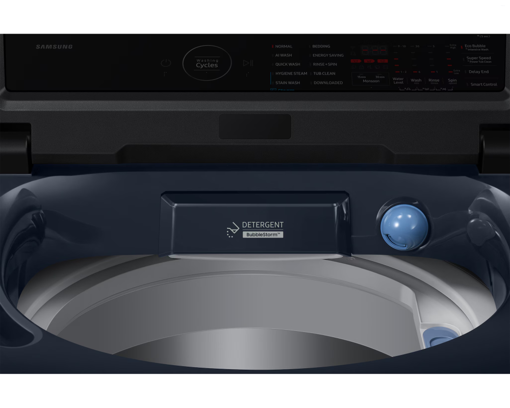 Samsung 10.0 kg Top Load Washing Machine with AI Wash & Heater, Brushed Navy (WA80F10B3N)