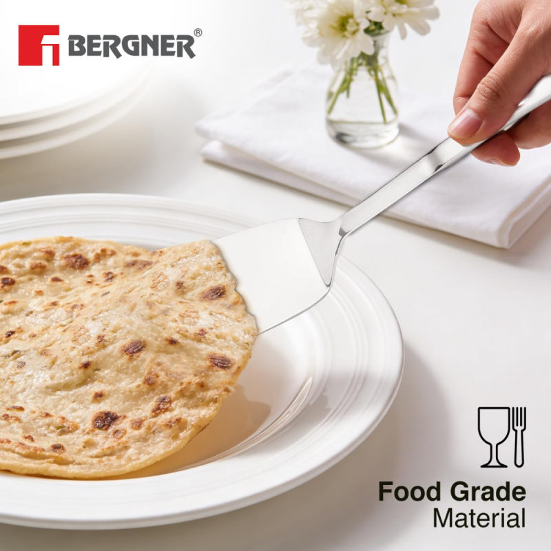 Bergner Argent Large Solid Turner Serving S/s Hollow Handle Large Stainless Steel, Food Grade BGIN-6707