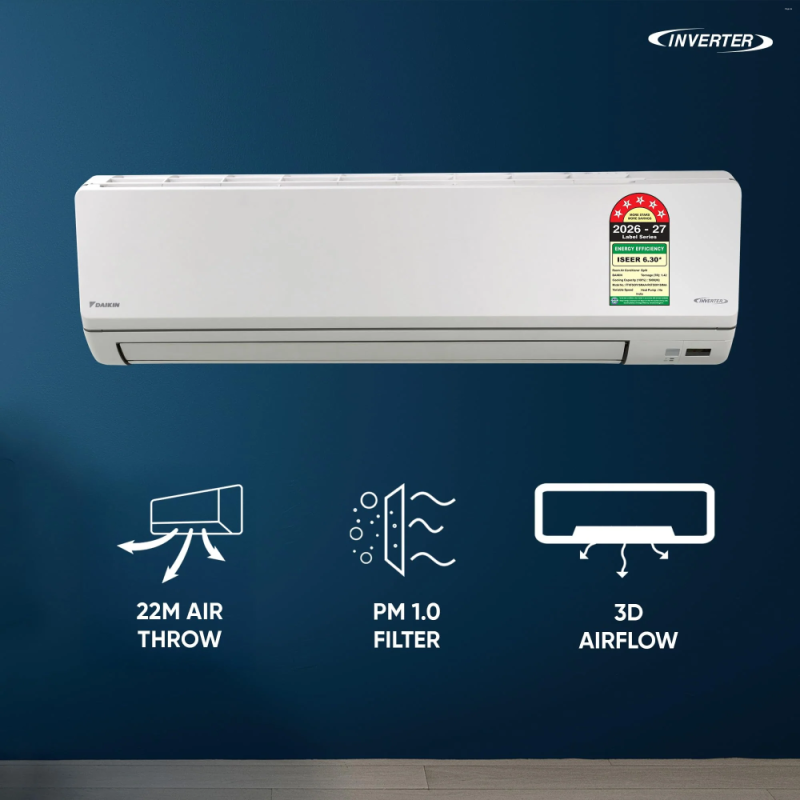 Daikin 1.5 Ton 5 Star Inverter Split AC with High ISEER FTKF50XV16