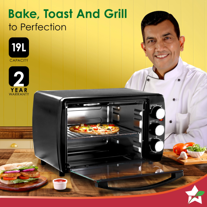 Wonderchef OTG 19L 1280W Oven Toaster Griller, Convection, Auto Shut-Off & 250°C Temperature Control