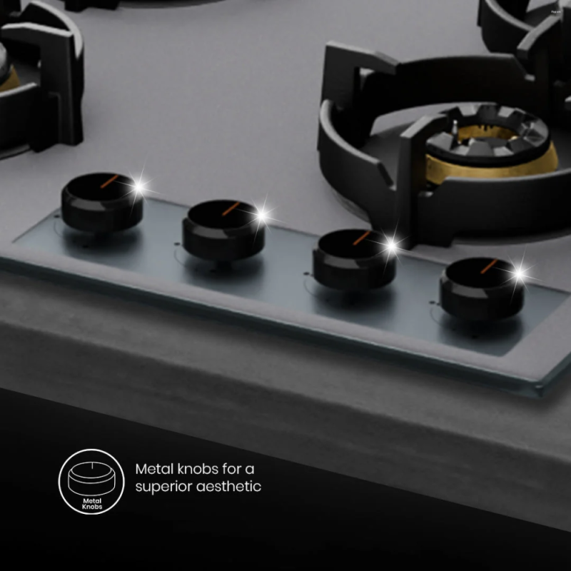 Crompton SensoSafe Plus 60cm 4 Burner Built-in Gas Hob with Full Brass 3D Burners, Auto Ignition & Flame Failure Safety (HOB-SSFB604SP-MBU)