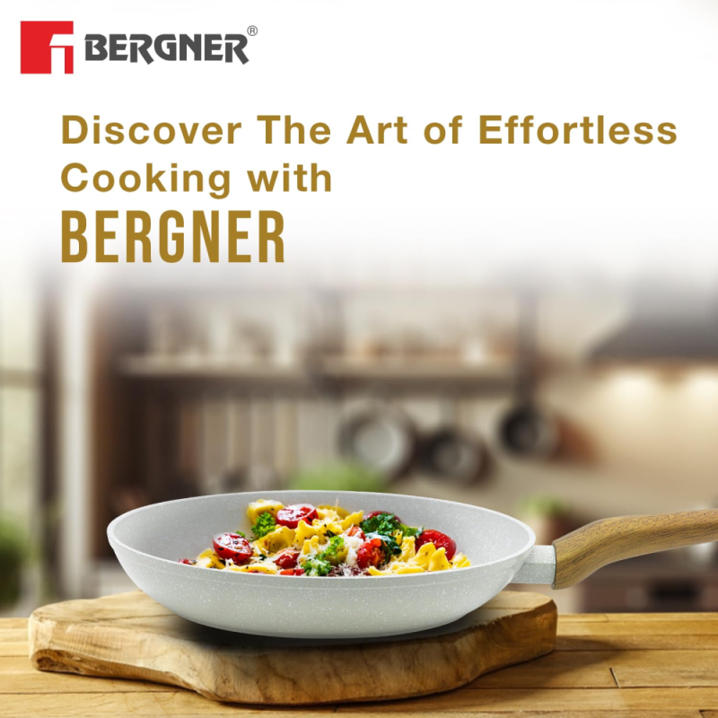 Bergner Naturally Frypan Ø28 x 5.4cm Forged Aluminium, Marble Non-Stick, Induction Ready BGD-30484-CR