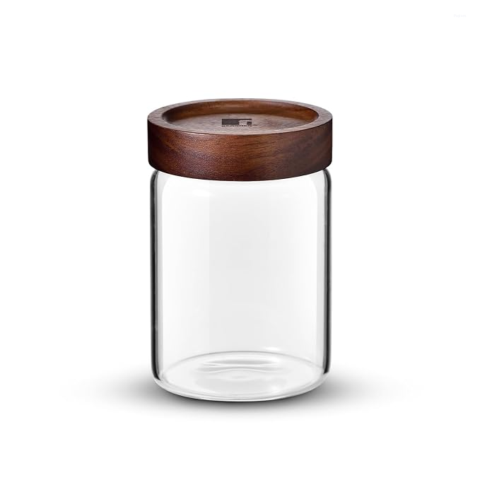 Bergner Acadia Square Storage Jar 900ml Borosilicate Glass, Acacia Wood Lid BG-20574-MM
