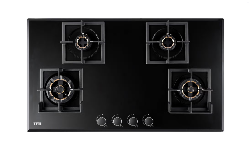 IFB 4 Burners Hybrid Hob with Bevelled Tempered Black Glass