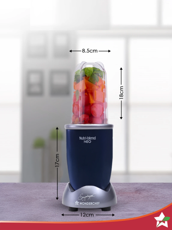 Wonderchef Nutri-blend NEO 500W Mixer Blender with 500 ml & 300 ml Unbreakable Jars, 22000 RPM & Stainless Steel Blades